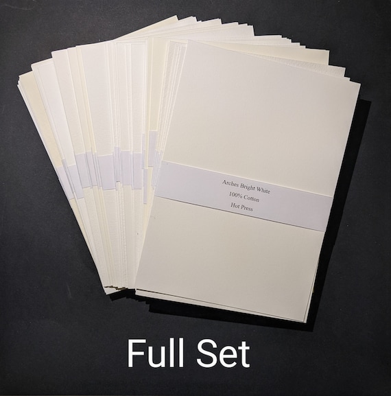 Watercolor Paper Sample Set - 100% Cotton - Professional / Artist Grade - Hot Press - Cold Press - Rough