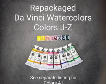 Repackaged Da Vinci Watercolor Paint - Colors J-Z - Single Pour Sample Pans - Mini Pans - Travel Pans - Quarter Pans - Choose Your Colors