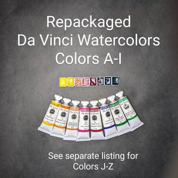 Repackaged Da Vinci Watercolor Paint - Colors A-I - Single Pour Sample Pans - Mini Pans - Travel Pans - Quarter Pans - Choose Your Colors