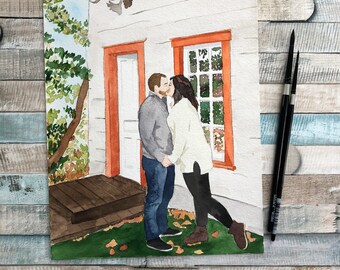 Handpainted Custom Couple Portrait | Painting from Photo | Gift for Couple | Watercolor Portrait | Engagement Gift | Anniversary Gift