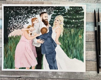 Custom Family Portrait | Watercolor Painting from Photo | Mother's Day Gift | Father's Day Gift | Handpainted Family Portrait