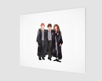 Watercolor Wizard Friends Art Print