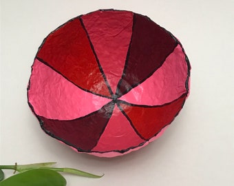 Tazón colorido en papier-mache - Rosa, Rojo, Púrpura