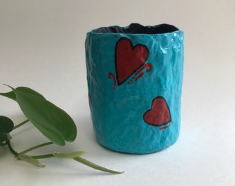 Lápiz de corazón azul - Papier-Mache