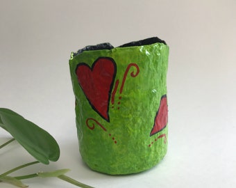 Penholder Corazón Verde - Papier-maché