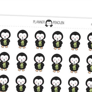 Matcha Boba Penguin Planner Stickers // #PS48