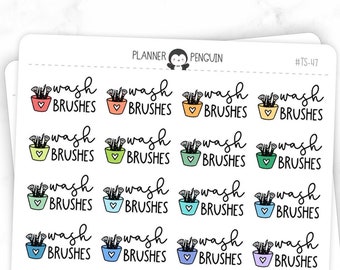 Wash Brushes - Script Stickers | Typography stickers | Matte Removable | Functional Planner stickers // #TS-47