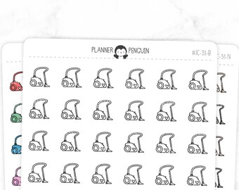 Vacuum Cleaner - Doodle Icon Stickers | Multi Color | Neutral Color | Matte Removable | Minimal Functional planner stickers // #IC-31
