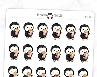 Autocollants Popcorn Penguin Planner // #PS04
