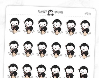 Autocollants sweeping cleaning penguin planner // #PS03