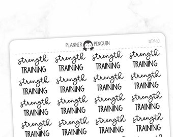 Krafttraining Fitness - Script Stickers | Typografie Sticker | Matte abnehmbare | Funktionelle Planner Stickers / #TY-10
