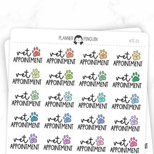 Vet Appointment - Script Stickers | Typography stickers | Matte Removable | Functional Planner stickers // #TS-25