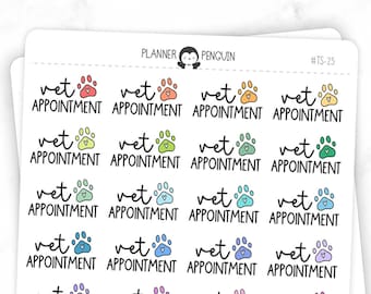 Vet Appointment - Script Stickers | Typography stickers | Matte Removable | Functional Planner stickers // #TS-25