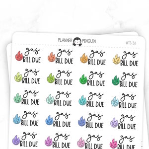 Gas Bill Due - Script Stickers | Typografie Sticker | Matte abnehmbare | Funktionelle Planner Stickers / #TS-38