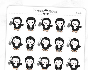 kettlebell workout Penguin Planner Stickers // #PS38