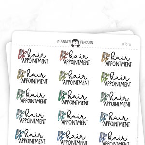 Hair Appointment - Script Stickers | Typography stickers | Matte Removable | Functional Planner stickers // #TS-26