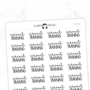 Circuit Training Fitness - Script Stickers | Typography stickers | Matte Removable | Functional Planner stickers // #TY-09