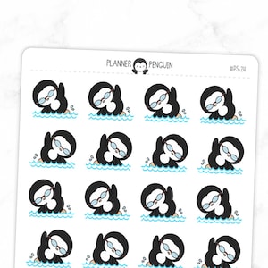 Autocollants swimming penguin planner // #PS24
