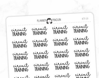 Circuit Training Fitness - Script Stickers | Typografie Sticker | Matte abnehmbare | Funktionelle Planner Stickers / #TY-09