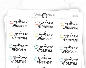 EyeBrow Appointment - Script Stickers | Typography stickers | Matte Removable | Functional Planner stickers // #TS-24