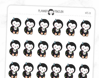 Christmas Lights Penguin Planner Stickers // #PS18