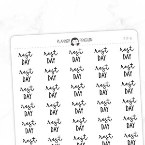 Rest Day Fitness - Script Stickers | Typography stickers | Matte Removable | Functional Planner stickers // #TY-16