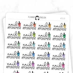 Nail Appointment - Script Stickers | Typography stickers | Matte Removable | Functional Planner stickers // #TS-23