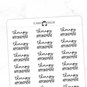 Therapy Appointment - Script Stickers | Typography stickers | Matte Removable | Functional Planner stickers // #TY-06
