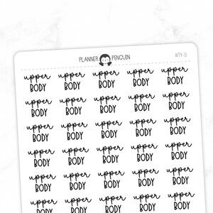 Upper Body Fitness - Script Stickers | Typography stickers | Matte Removable | Functional Planner stickers // #TY-11