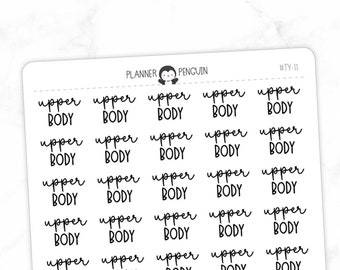 Upper Body Fitness - Script Stickers | Typography stickers | Matte Removable | Functional Planner stickers // #TY-11