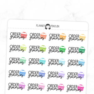 Bestellen Lebensmittel - Icon Script Aufkleber | Typografie-Aufkleber | Matte abnehmbare | Funktionale Sticker / / #TS-10