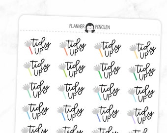 Tidy Up - Icon Script Stickers | Typography stickers | Matte Removable | Functional Planner stickers // #TS-16