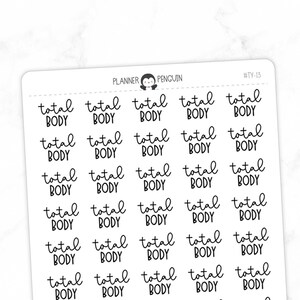 Total Body Fitness - Script Stickers | Typography stickers | Matte Removable | Functional Planner stickers // #TY-13