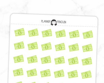 Dollar Bill Note - Icon Planner Stickers | Multi Color Stickers | Matte Removable | Functional Planner stickers // #IC-07
