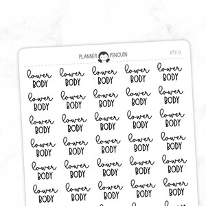 Lower Body Fitness - Script Stickers | Typography stickers | Matte Removable | Functional Planner stickers // #TY-12