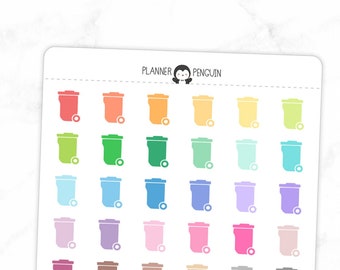 Garbage Trash can - Icon Planner Stickers | Multi Color Stickers | Matte Removable | Functional Planner stickers // #IC-20