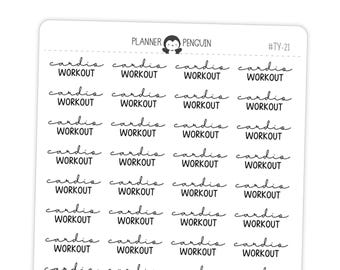 Cardio Workout Fitness Script Stickers - Matte Removable Planner Stickers // #TY-21