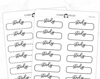 Study Script Quarter Label Box Planner Stickers -Functional stickers | Matte Removable  // #TB-05