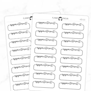 Appointment Script Quarter Label Box Planner Stickers -Functional stickers | Matte Removable  // #TB-02