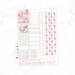 Kit de adesivos semanais para sala de chá Pastel Hobonichi Primo // Primo A5 // #HC-06