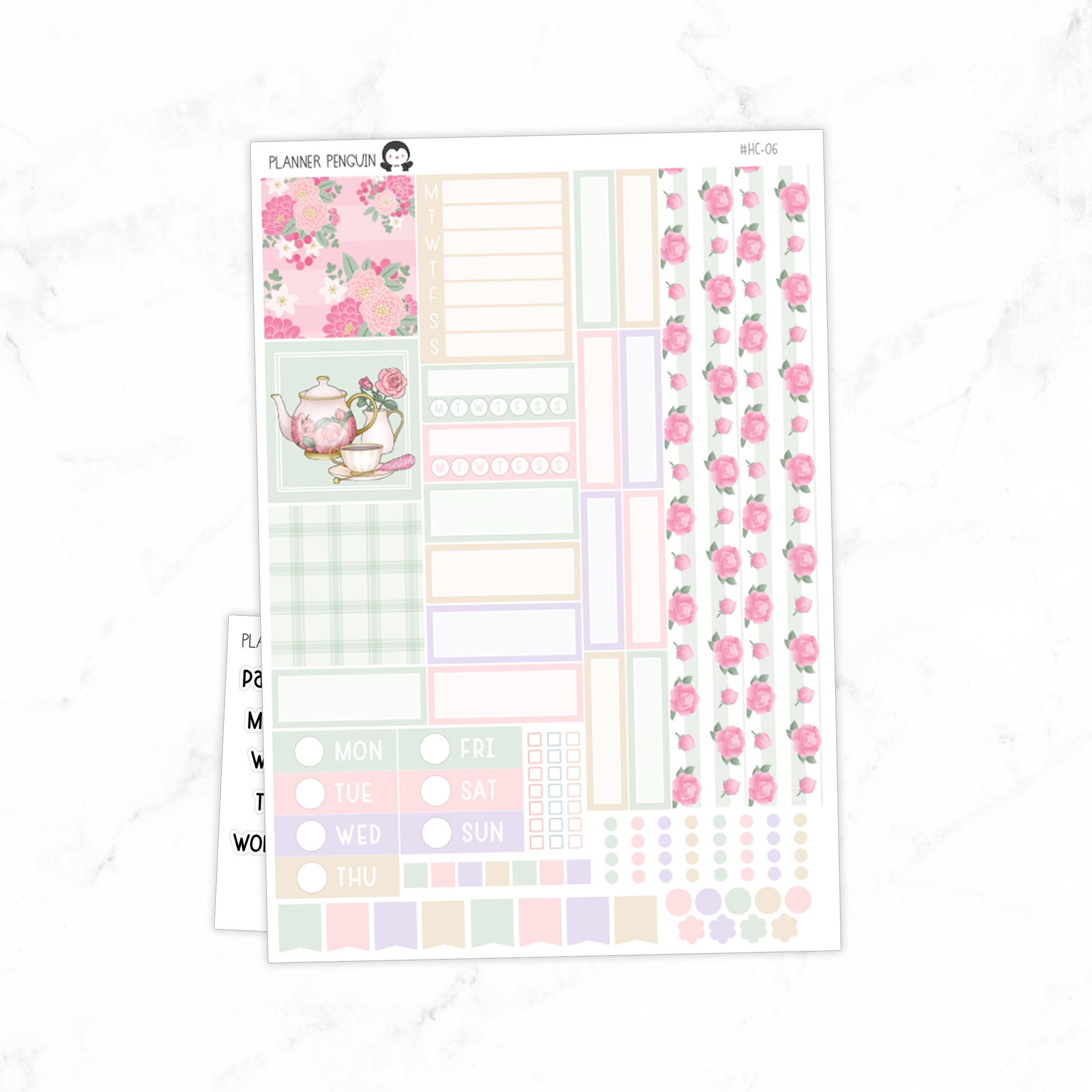 Tea Room Pastel Hobonichi Cousin Weekly Sticker Kit // Cousin A5