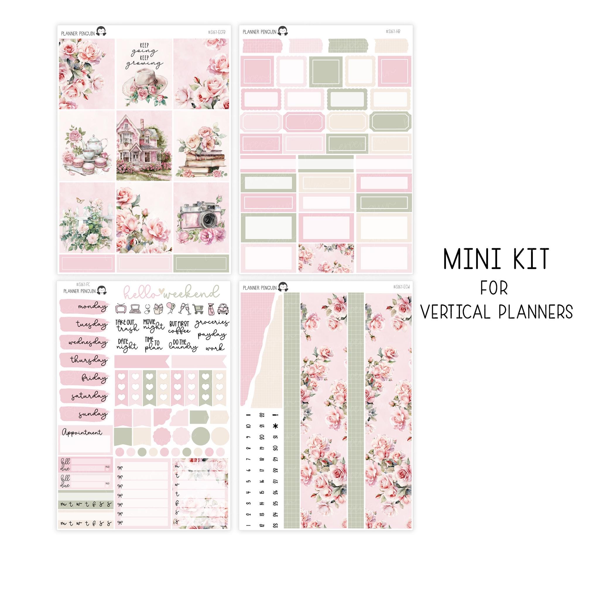Rose Cottage Weekly Kit Stickers for Vertical Planner or Happy Planner ...