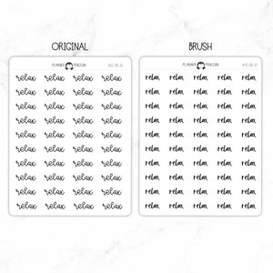 Relax Script Stickers Typography stickers Matte Removable Functional Planner stickers // SC-10 image 3