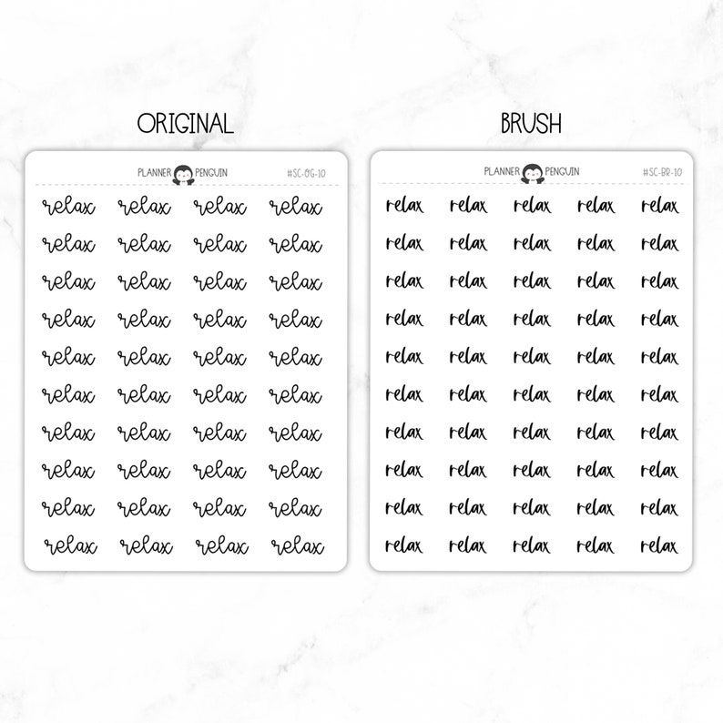 Relax Script Stickers Typography stickers Matte Removable Functional Planner stickers // SC-10 image 3