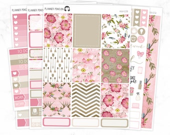 Wild Rose Weekly Kit Stickers For Vertical planner or Mambi Happy Planner // #S64