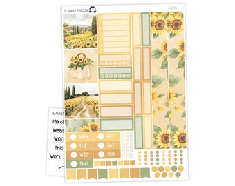 Sunflower Hobonichi Cousin Weekly Sticker Kit Cousin A5   // #HC-90