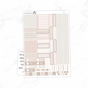 Kit de pegatinas semanales Hobonichi Cousin neutro beige // Primo A5 // #HC-65