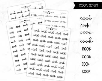 Pegatinas de cocina con texto en inglés "Cocinero" / Pegatinas tipográficas / Pegatinas mate extraíbles / Pegatinas funcionales para planificador // #SC-68