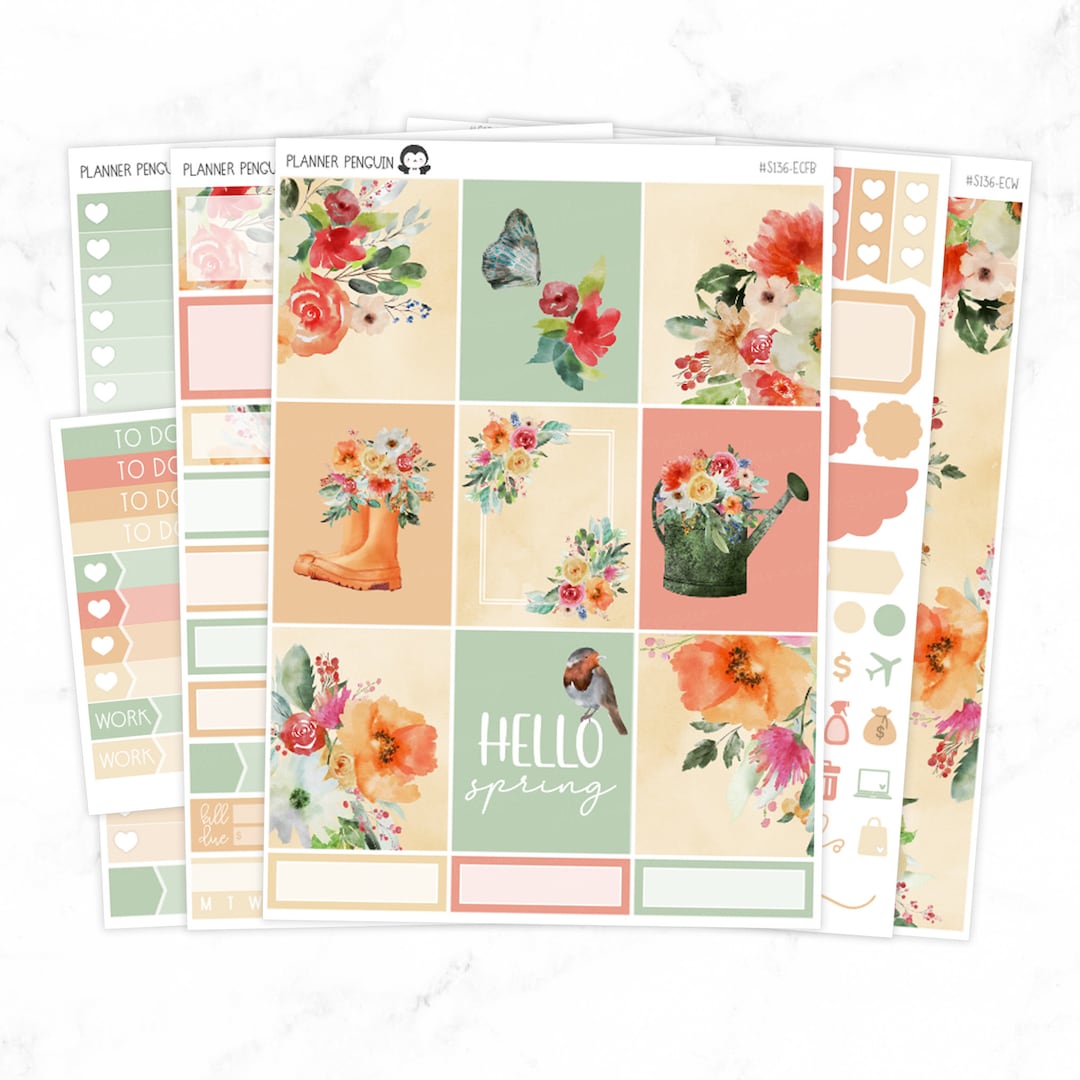 Spring Garden Weekly Kit Stickers for Vertical Planner or Happy Planner ...