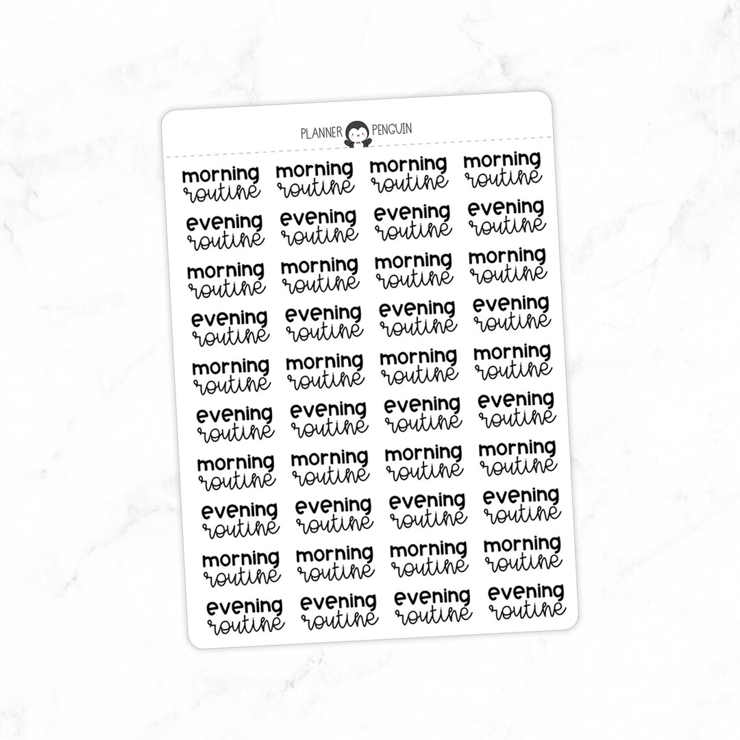 Morning Routine Evening Routine Skincare - Script Stickers | Typography ...